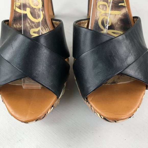 Sam Edelman Women's Size 8.5M Mason Brown Black Leather Multi Platform Heels - Picture 9 of 14